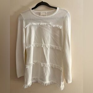 Great Condition Sail to Sable White Sweater with fringe accents. Women’s XS